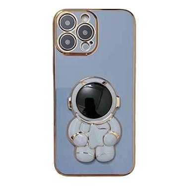 Imagem de Capa de astronauta branca para iPhone 14 Pro Max com suporte de desenho animado compatível com iPhone 13 11 12 Pro Max Mini XS X XR 7 8 Plus SE2 (azul, iPhone13 Pro Max)