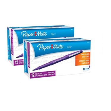 Imagem de Paper Mate 8450152 Flair Porous Felt Tip Pens, Medium Point, Purple, 24-Pack