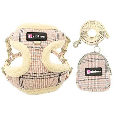 Imagem de Yajun Colete de arnês para cães de estimação colete ajustável de flanela macia roupas para passear cães pequenos gatos arnês à prova de fuga para caminhada, rosa, M