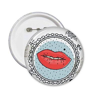 Imagem de Moldura de folha de flor de lábio com padrão de desenho animado pinos crachá botão decoração acessório 5 peças