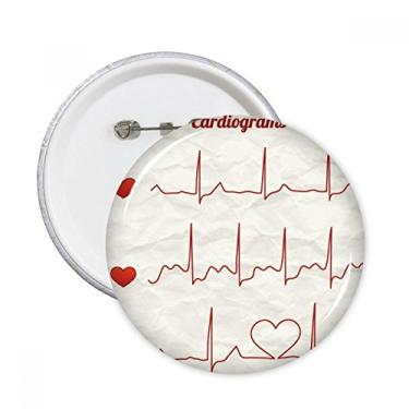 Imagem de Broche redondo com design de coração de eletrocardiograma, emblema, acessório, decoração, 5 peças
