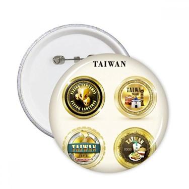 Imagem de Logotipo Taiwan apresenta alfinetes redondos para viagem, emblema, acessório, decoração, 5 peças