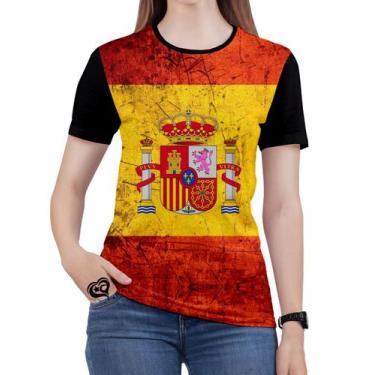 Imagem de Camiseta Espanha Plus Size Madrid Feminina Barcelona Blusa - Alemark