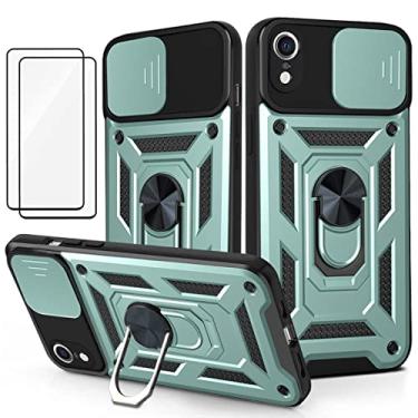 Imagem de Capa iPhone X Capinha (2 pedaços de filme temperado Protetora) de Câmera Proteção de Tela Metal KickStand (Verde)