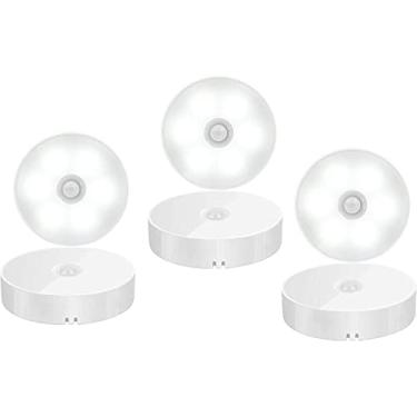 Imagem de Luminárias Led Sem Fio Com Sensor Presença Usb Recarregáveis - Acende Quando Passa Próximo A Ela - Branco Frio (6 Unidade)