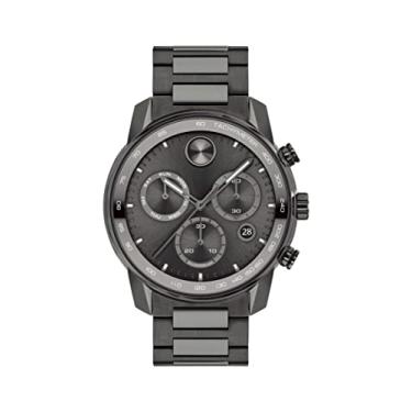 Imagem de Movado Relógio masculino de quartzo suíço com pulseira de aço inoxidável, cinza, 21,95...
