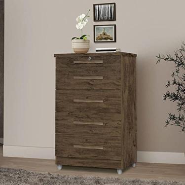 Imagem de Comoda Quarto Emas com 5 Gavetas 1 com Chaves Amendoa Wood