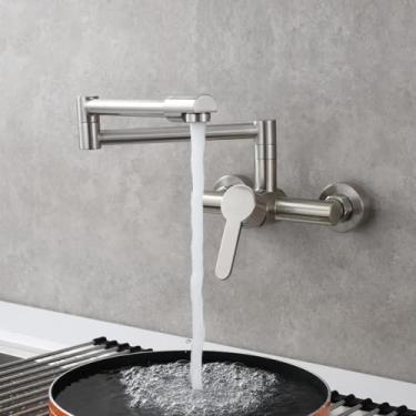 Imagem de Torneira de cozinha dobrável de parede cromada de cobre universal para pia de água quente e fria torneira giratória de 360 graus, tipo A escovado