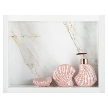 Imagem de Nicho Para Banheiro Em Porcelanato Polido Porta Shampoo Sabonete Organizador (Calacata Premium Lux 40)