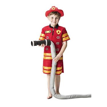 Imagem de Fantasia De Bombeiro Infantil Tamanho:G - 9 a 10 Anos Cor Vermelho