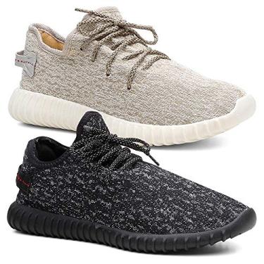 Imagem de QueroShoes Kit 2 Pares Tênis Masculino Caminhada Bege Tamanho:41