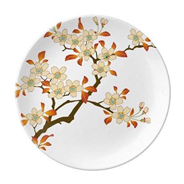 Imagem de Papel de parede com folhas de plantas, papel de parede, prato decorativo de porcelana, salver, louça, jantar