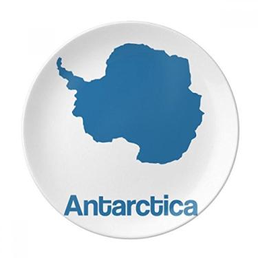 Imagem de Ilustração de mapa azul da Antártica Prato decorativo de porcelana Salver Prato de jantar