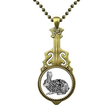 Imagem de DIYthinker Colar com desenho de animal de coelho fofo e gordo, pingente de música de guitarra antiga