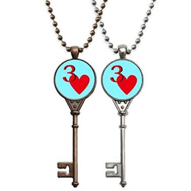 Imagem de OFFbb-USA Colar Love Jupiter coração 3 chaves de pôquer pingente joia decoração de casal