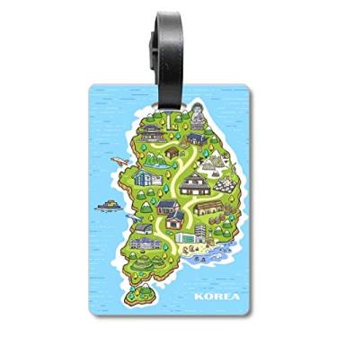 Imagem de Mapa mostrando monumentos populares na Coreia de Malas, Etiqueta de Bagagem, Etiqueta de Scutcheon