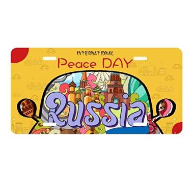 Imagem de DIYthinker Placa de carro Catedral de São Basílio Lenin, Mausoléu, Rússia, placa de carro decoração Dia da Paz