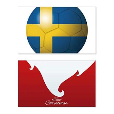 Imagem de Bandeira Nacional da Suécia Futebol Feriado Feliz Natal Cartão de Parabéns Mensagem de Letras de Natal