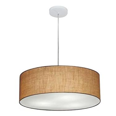 Imagem de Lustre Pendente Cilíndrico Cúpula Tecido 45x15 cm, Vivare Iluminação, Pendente4254 LP, Palha, Médio
