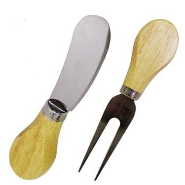 Imagem de Kit para Queijo Faca e Garfo em Inox Cabo de Madeira