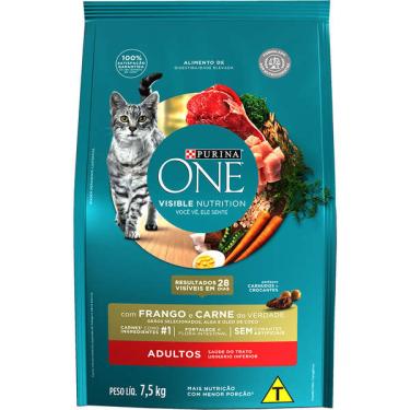 Imagem de Ração Seca Nestlé Purina One Frango e Carne para Gatos Adultos - 7,5 Kg