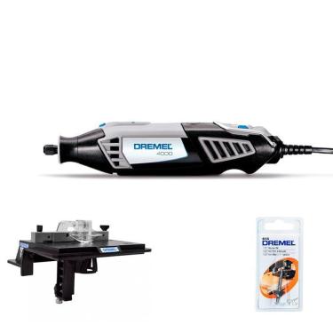 Imagem de Kit Micro Retifica Dremel 4000 220V + Suporte Tupia De Mesa 231 + Fresa 618 Para Chanfrar 1/2
