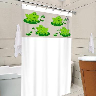 Imagem de Cortina Para Box Banheiro Com Visor Sapos Com Gancho Anti Mofo Resistente Alta Qualidade Pvc Diversas Cores