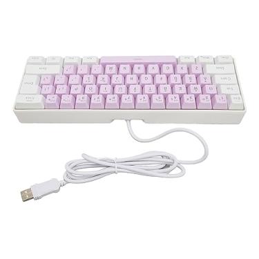 Imagem de DAUERHAFT Teclado USB, teclado para jogos de cores contrastantes, teclas com fio revestidas com UV, design ergonômico retroiluminado RGB para laptop de mesa (#2)