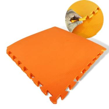 Imagem de Kit 8 Tapete EVA Infantil Tatame Bebe Criança Placa de 50x50cm 10mm Área de 2m² Diversas Cores Brinquedoteca Atividades (Laranja)