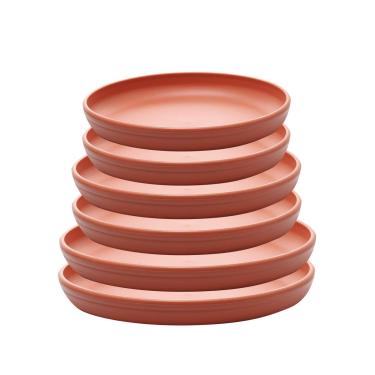 Imagem de Conjunto de 6 bandejas coletoras redondas de plástico para plantas SAROSORA para ambientes internos e externos, jardim, plantas, recipientes, paletes de flores (24 cm + 26 cm + 30 cm), terracota)