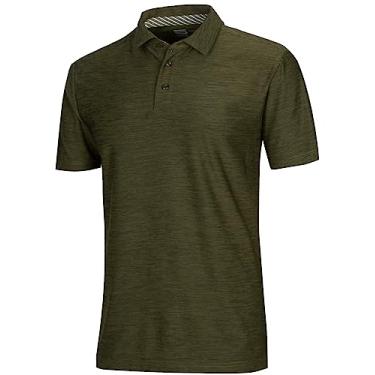 Imagem de Three Sixty Six Camisas de golfe para homens - Polo de manga curta ajuste seco, camiseta atlética casual com colarinho, Camuflagem verde, GG