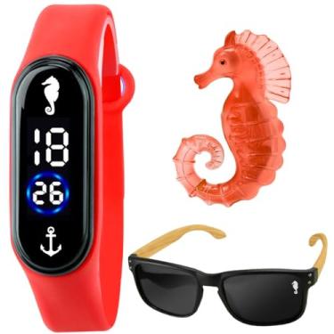 Imagem de Relógio infantil digital prova dagua + oculos proteção uv fundo mar criança proteção uv