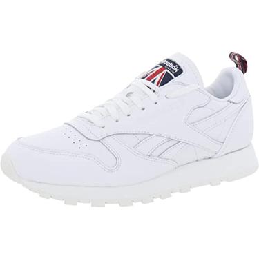 Imagem de Reebok Tênis de couro clássico unissex para adultos, Branco/giz/azul marinho, 16.5 Women/15 Men