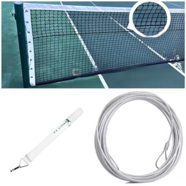 Imagem de Kit Rede de Tenis 4 Lonas Fio 4mm Toda Extensão mais Cabo de Aço e Faixa Central