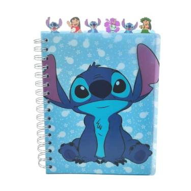 Imagem de Caderno Disney Lilo and Stitch Tab, encadernado em espiral, 144 páginas forradas, 20 x 18 cm, azul