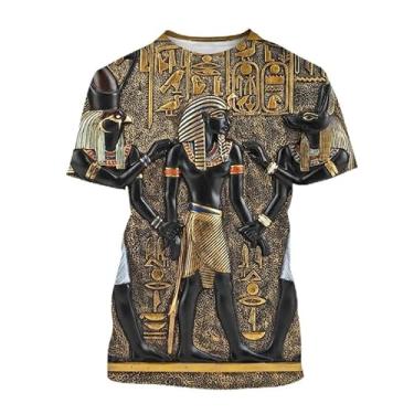 Imagem de Camiseta estampada unissex Harajuku Streetwear Harajuku Ancient Horus Olho de Deus do Egito Faraó 3D, Amarelo, XXG