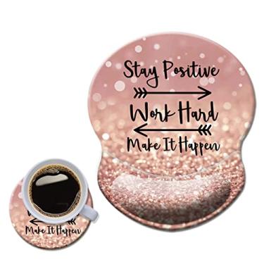 Imagem de Mouse pad com suporte de pulso, mouse pad antiderrapante, descanso de pulso para escritório, computador, laptop e Mac - durável, confortável e leve, suporte ergonômico, mousepad com citação com glitter