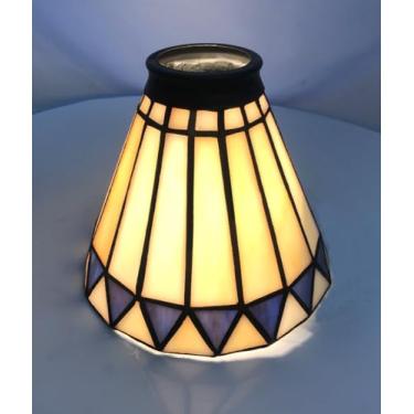 Imagem de NADUOXRK Abajur de vitral estilo Tiffany, abajur de substituição com luz de ventilador, lâmpada de parede e lustres, 14 cm de diâmetro