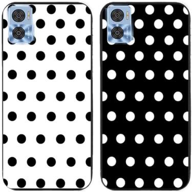Imagem de 2 peças preto branco bolinhas impressas TPU gel silicone capa de telefone traseira para Motorola Moto todas as séries (Moto E22 / E22i)
