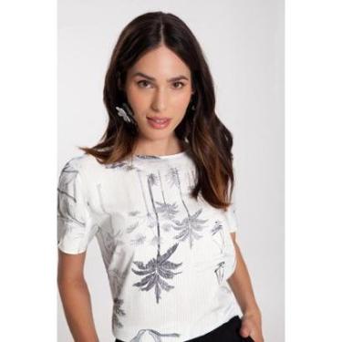 Imagem de Blusa Feminina Lunender Estampa Coqueiros Branco Tam. M-Feminino