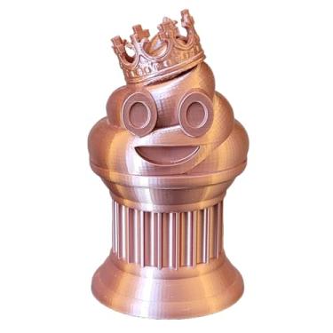 Imagem de Znet3D Troféu Emoji King Poop - Prêmio Divertido e Presente - Feito à Mão com Fabricação Aditiva - 15 cm de Altura - Com um Emoji de Cocô Sólido com uma Coroa, Fixado em um Pilar de Coluna (Marrom
