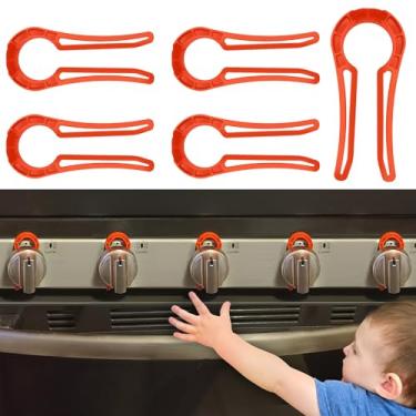 Imagem de Trava de botão de fogão para segurança infantil (pacote com 5), capas de segurança para maçanetas de forno para crianças e animais de estimação (VERMELHO)