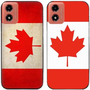 Imagem de 2 peças impressas TPU gel silicone capa de telefone traseira para Motorola Moto G04 (bandeira do Canadá)