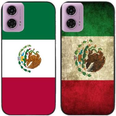 Imagem de 2 peças impressas TPU gel silicone capa traseira para celular Motorola Moto G24 (bandeira do México)