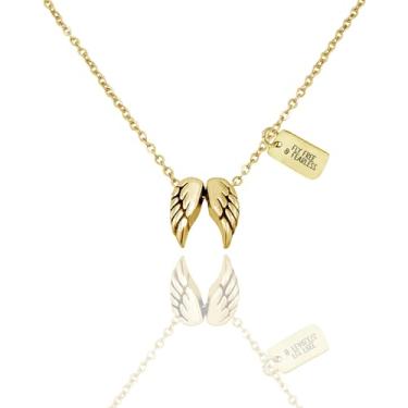 Imagem de quan jewelry Colar de asa de anjo, presente de formatura dos sonhos, pingente de asa de anjo da guarda com citação inspiradora feito à mão, dourado, Banhado a ouro, Sem Pedra Preciosa