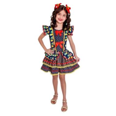 Imagem de Vestido Caipira Infantil Fantasia Festa Junina Retalhos Coloridos Anjo Fantasias (GG 10/12 anos)