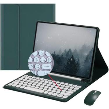 Imagem de HAOWSTRANG Capa de teclado para iPad Air 13 polegadas (M2) 2024, teclado magnético removível sem fio ABNT2 Bluetooth com suporte para caneta, função Sono/Despertar automático (Verde Escuro)