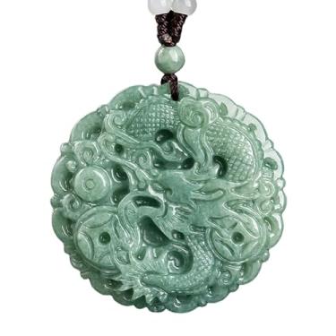 Imagem de Colar de Dragão de Jade Feng Shui Riqueza Colar de Moeda de Dragão Charme Nível A Fei Cui Pingente de Jade com Cordão Atração de Dinheiro Chakra Espiritual Talismã da Sorte Contra o Mal/2151