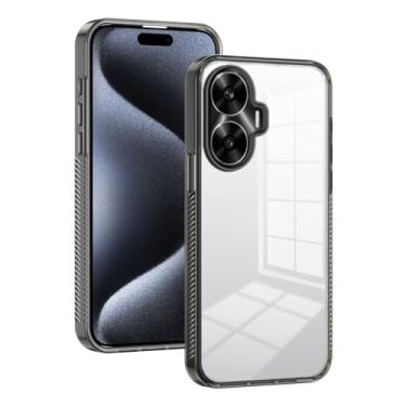 Imagem de Kukoufey Capa compatível com Realme C55 4G, compatível com Realme C55 4G RMX3710 Capa protetora de policarbonato rígido transparente de policarbonato rígido à prova de choque preta