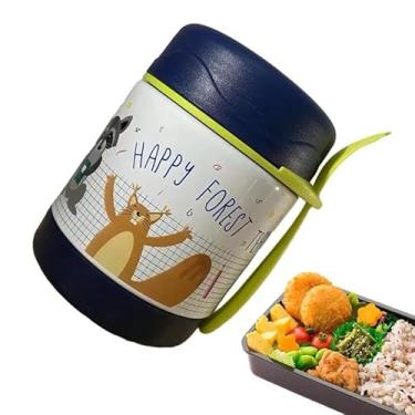 Imagem de marmita Pote Térmico Infantil Bebe Aço Inox Com Talher Potinho Marmita Termica Conserva +5 Horas 320 Ml Papinha Bebê Animal Fun